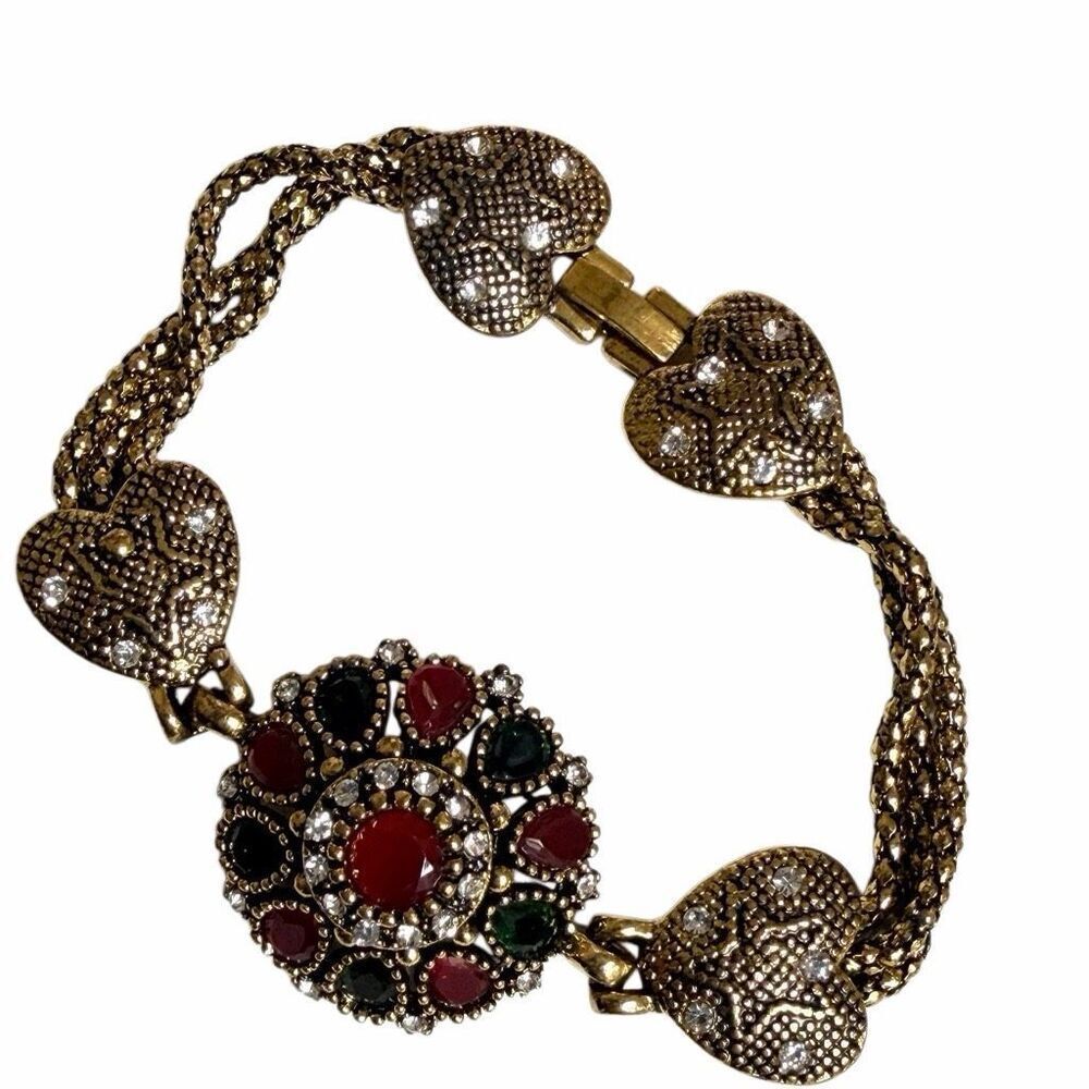 Antiqued Gold Tone Multi Strand Bracelet